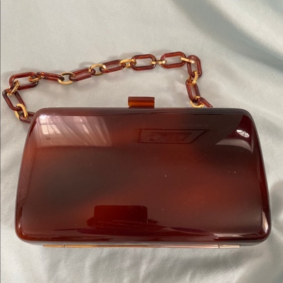 Vintage 1940s 1960s tortoise shell lucite or acrylic handbag - Picture 1 of 10